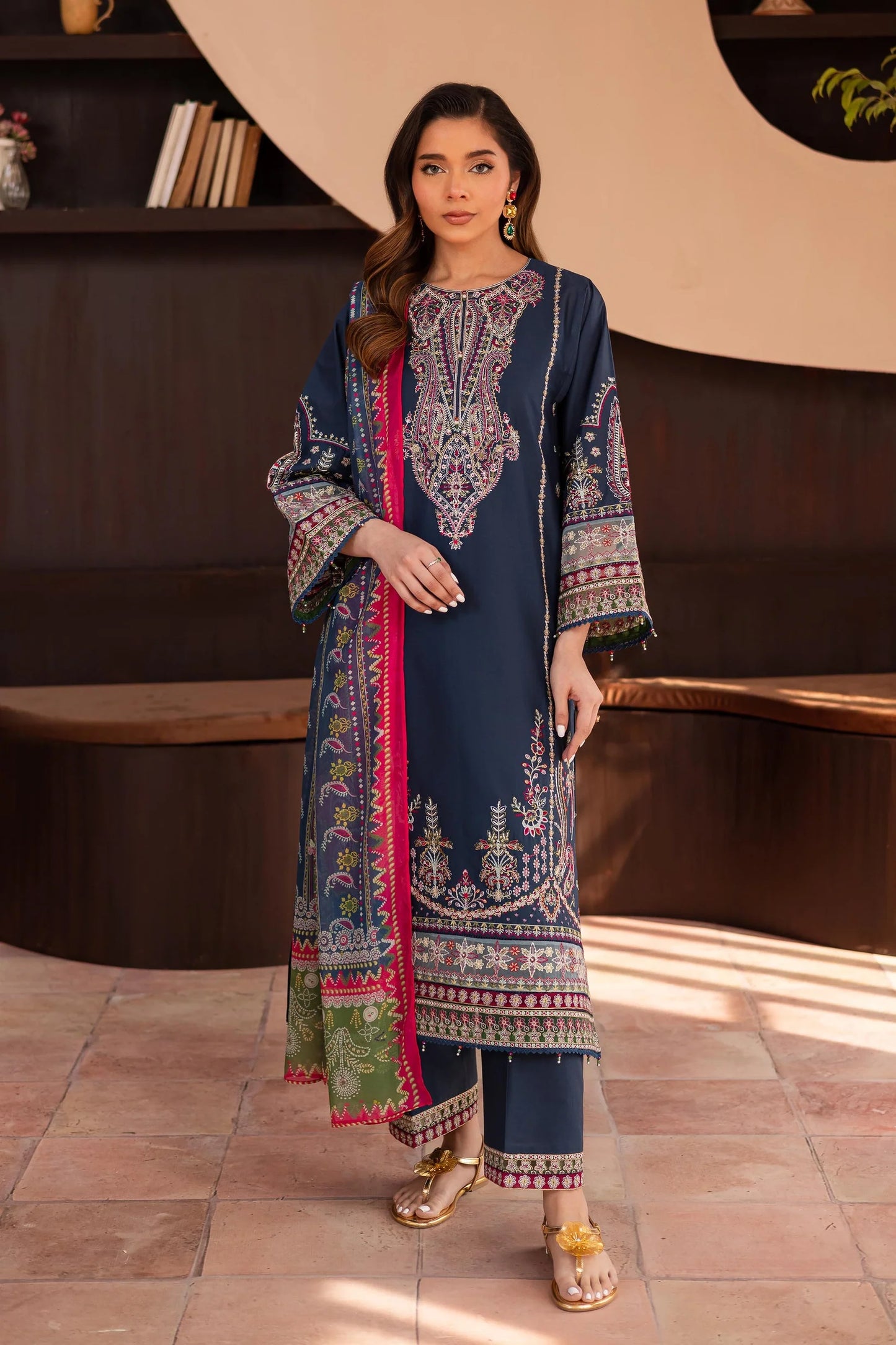 BATIK-UNSTITCHED 3PC DHANAK HEAVY EMBROIDERED SUIT-PK-5775