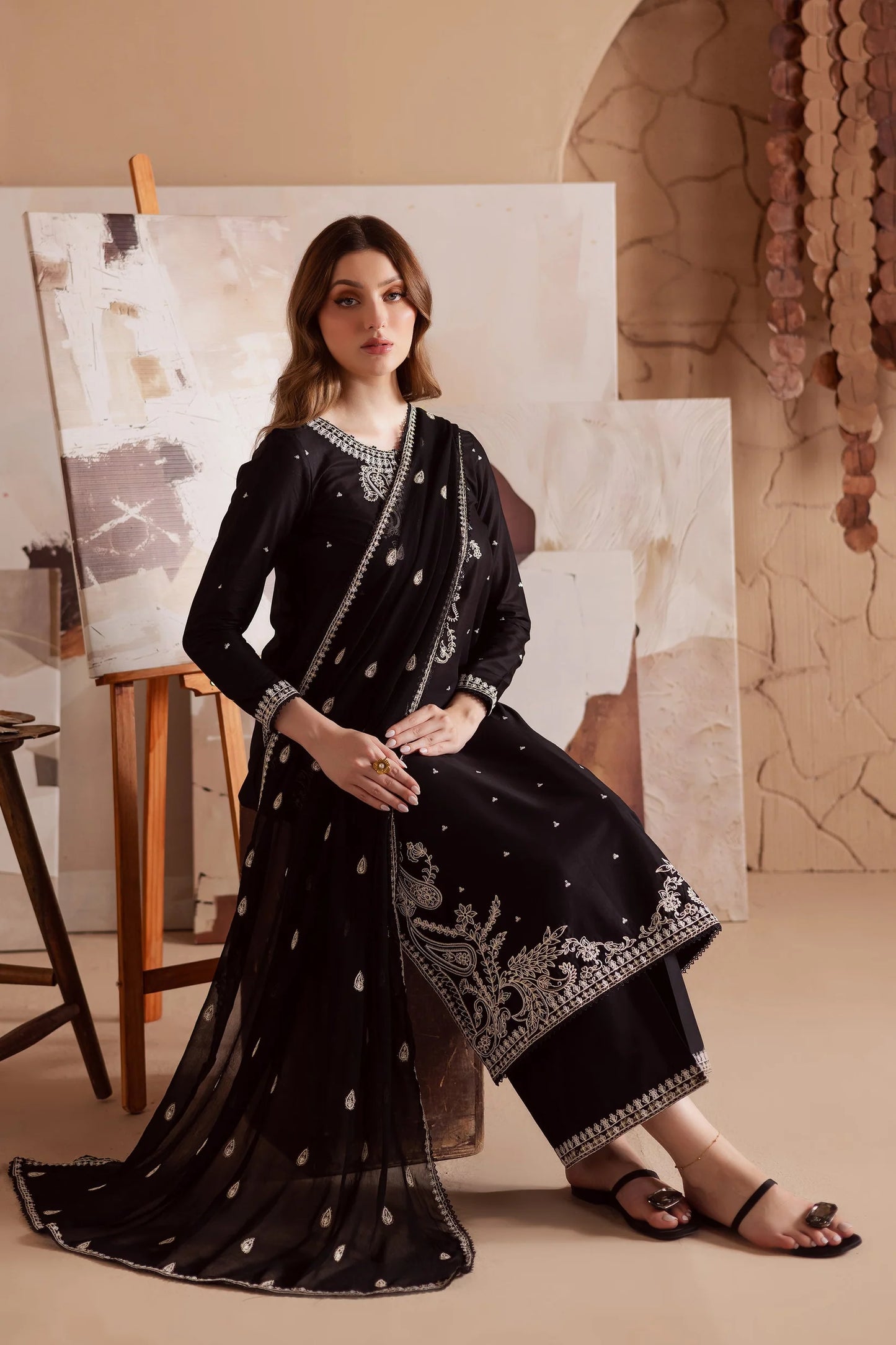 BATIK - UNSTITCHED 3PC DHANAK EMBROIDERED SUIT-PK-5745