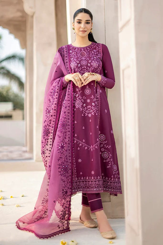 CROSS STITCH - UNSTITCHED 3PC DHANAK EMBROIDERED SUIT- PK-2626