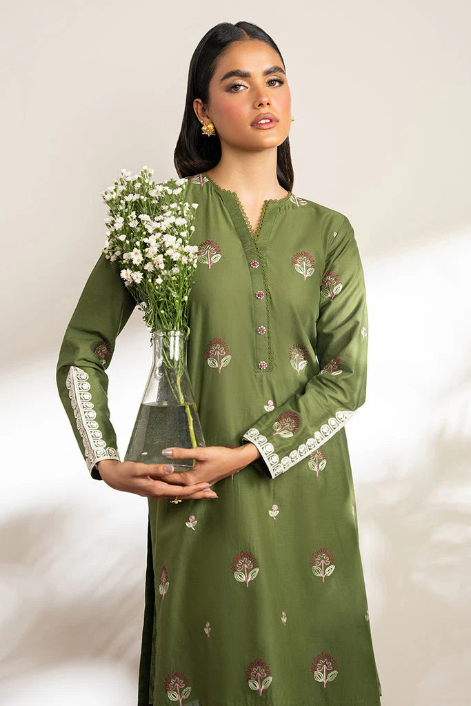 CROSS STICH- 2PC DHANAK EMBROIDRED SHIRT WITH EMBROIDRED TROUSER-EP-5339