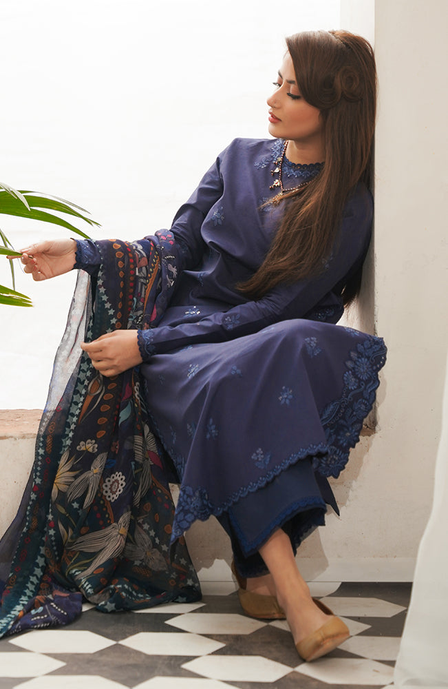 SERAN-UNSTITCHED 3PC DHANAK EMBROIDERED SUIT-PK-3511