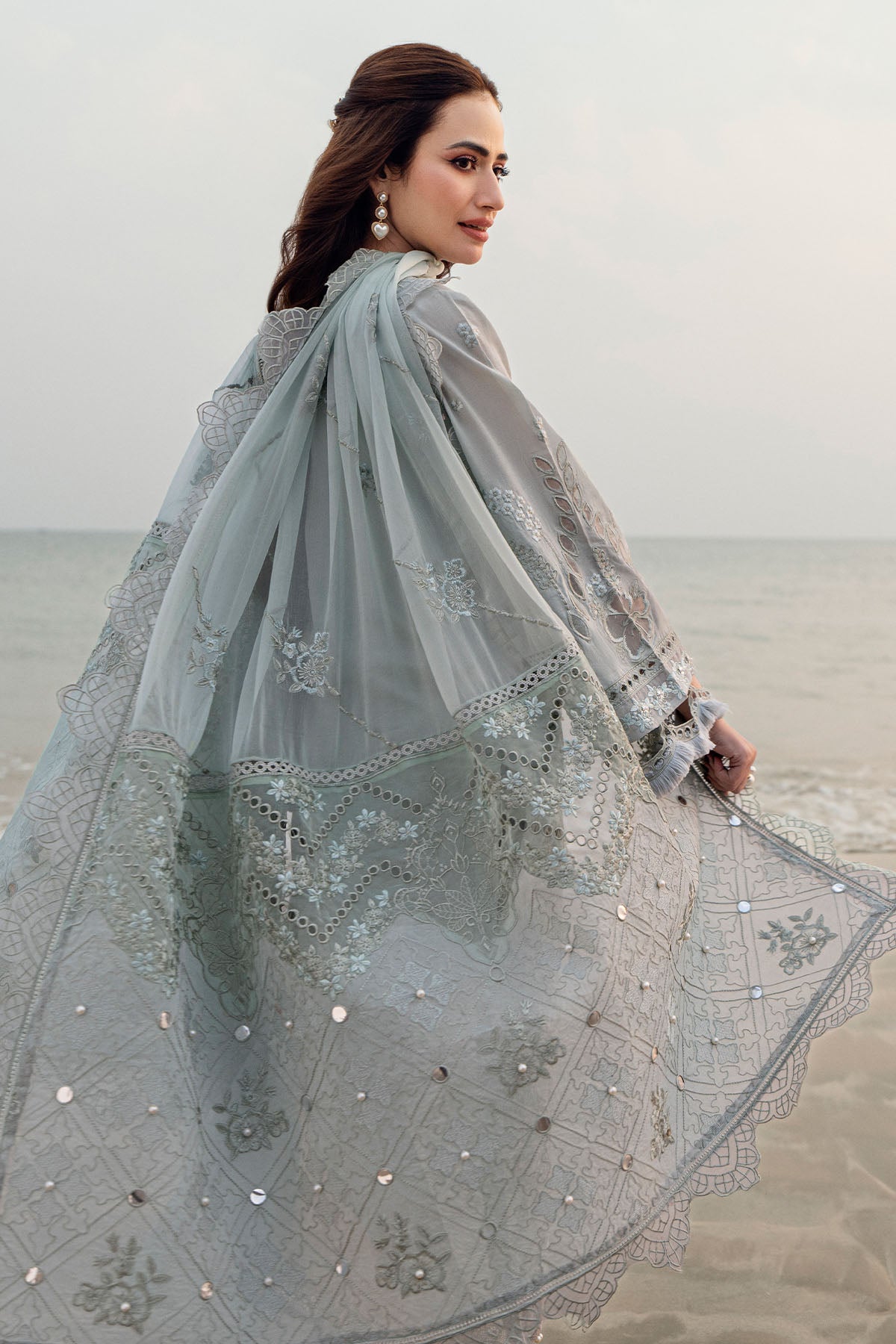 NUREH-UNSTITCHED 3PC DHANAK LASER WORK EMBROIDERED SUIT-PK-3691