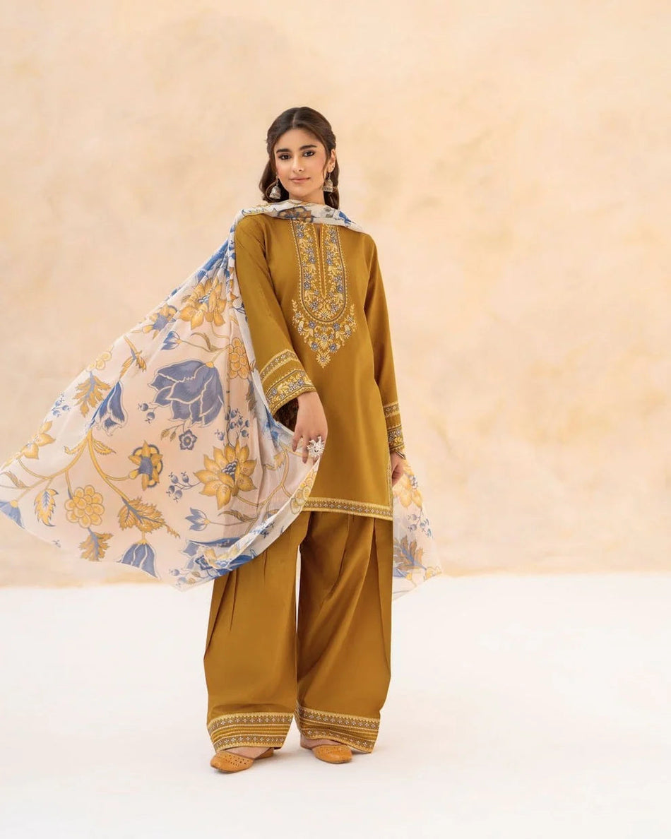 URGE-UNSTITCHED 3PC DHANAK EMBROIDERED SUIT-PK-5070