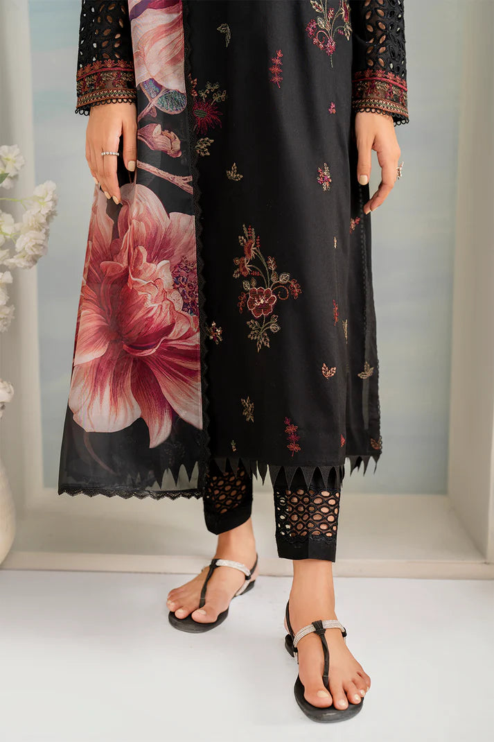 IZNIK- 3PC DHANAK EMBROIDERED SHIRT WITH COUTURE PRINT SHAWL AND TROUSER-EP-5336