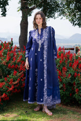 GARNET-UNSTITCHED 3PC LAWN EMBROIDERED SUIT-PK-4844