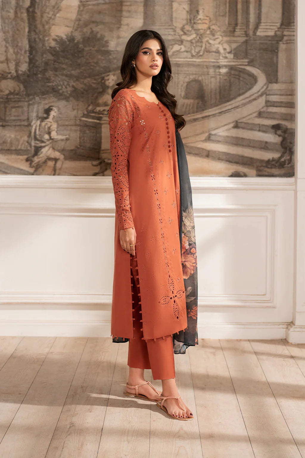 IZNIK- UNSTITCHED 3PC DHANAK LASERCUT EMBROIDERED SUIT-PK-5700