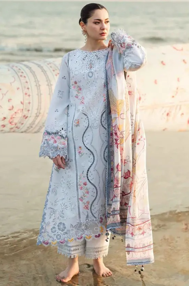 QALAMQAR - UNSTITCHED 3PC LAWN EMBROIDERED SUIT-PK-5733