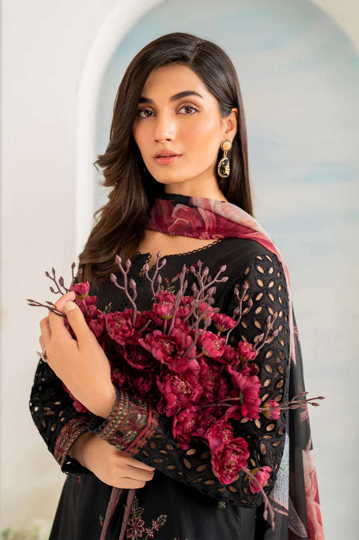 IZNIK- 3PC DHANAK EMBROIDERED SHIRT WITH COUTURE PRINT SHAWL AND TROUSER-EP-5336