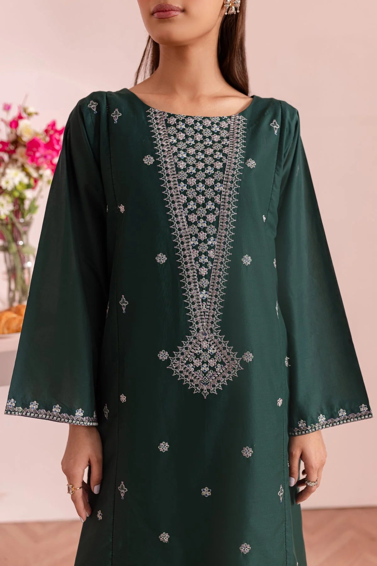 BATIK -2PC DHANAK EMBROIDERED SHIRT WITH  DHANAK EMBROIDERED TROUSER-EP-5411