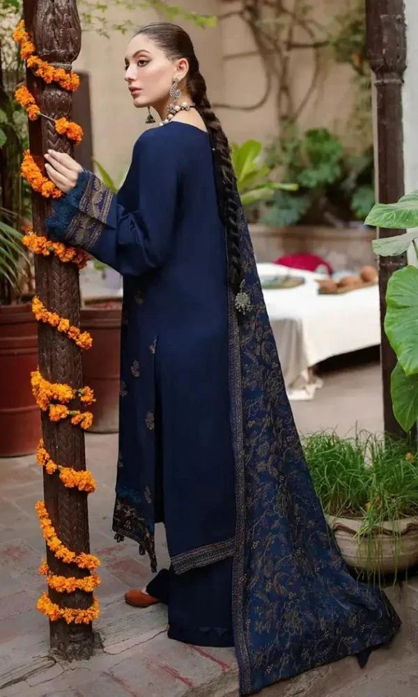 BAREEZE - UNSTITCHED 3PC DHANAK HEAVY EMBROIDERED SUIT-PK-5740