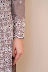 MIRAKHI-3PC LAWN CHIKENKARI EMBROIDERED SHIRT WITH LAWN TUBE SLUB DUPATTA-PK-5671