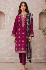 JAZMIN-UNSTITCHED 3PC DHANAK EMBROIDERED SUIT-PK-3505