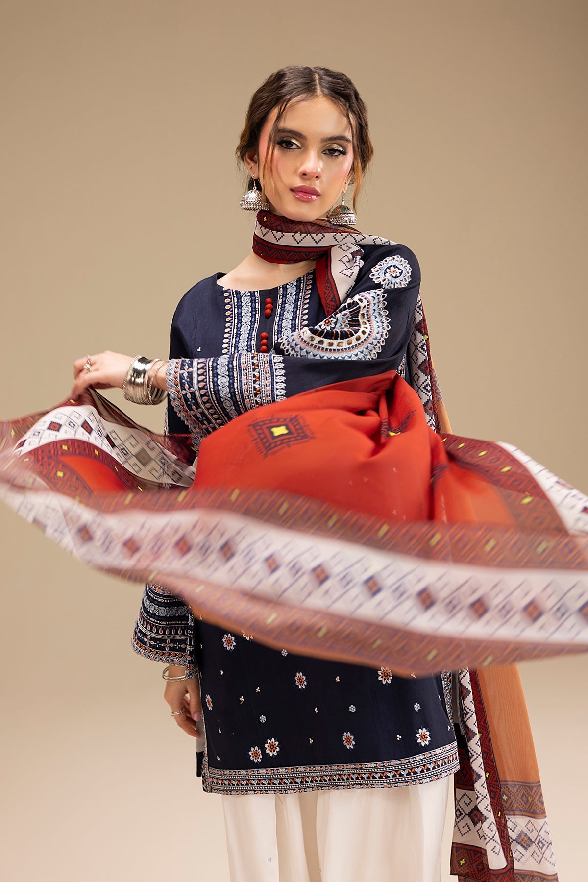 JAZMIN - UNSTITCHED 3PC DHANAK EMBROIDERED SUIT-PK-5730