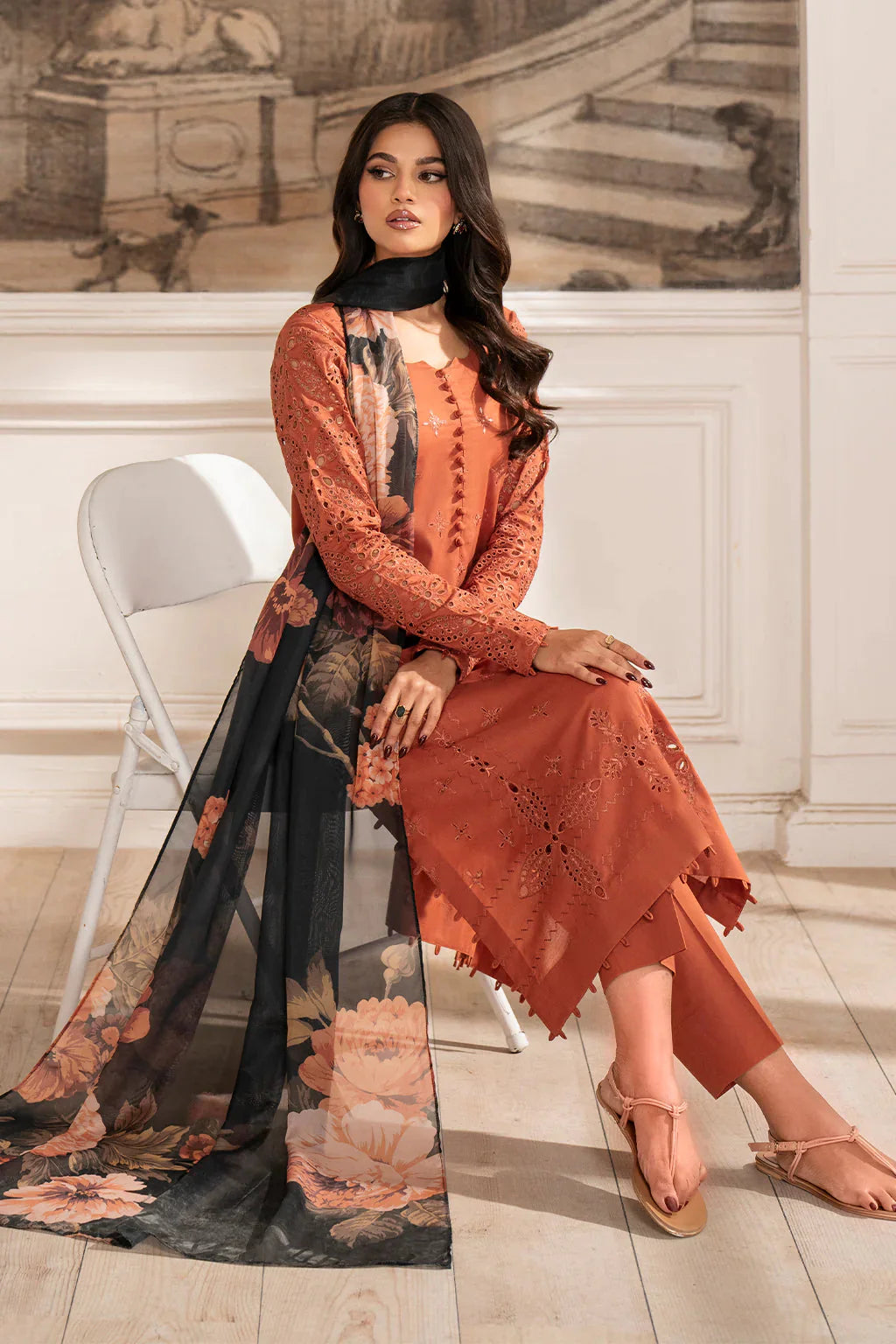 IZNIK- UNSTITCHED 3PC DHANAK LASERCUT EMBROIDERED SUIT-PK-5700