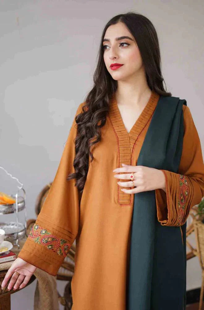 AISLING-3PC DHANAK EMBROIDERED SHIRT WITH DHANAK EMBROIDERED SHAWL & TROUSER-PK-5096