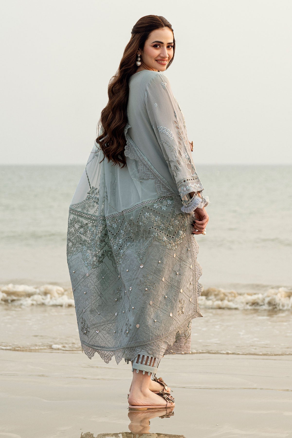 NUREH-UNSTITCHED 3PC DHANAK LASER WORK EMBROIDERED SUIT-PK-3691