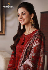 ASIM JOFA-UNSTITCHED 3PC DHANAK SEQUIN EMBROIDRED SUIT-PK-5801