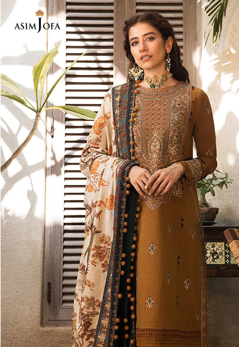 ASIM JOFA-UNSTITCHED 3PC DHANAK EMBROIDERED SUIT-PK-3537