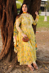 ANEELAS-UNSTITCHED 3PC LAWN PRINTED EMB FROCK-PK-038