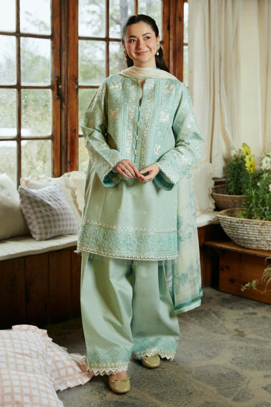 ZAHRA SHAH JAHAN- UNSTITCHED 3PC DHANAK EMBROIDERED SUIT-PK-3531