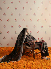 MAHNUR-UNSTITCHED 3PC LAWN HEAVY EMBROIDERED SUIT-PK-4690