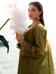 MAHNUR-UNSTITCHED 3PC LAWN LASER WORK EMBROIDERED SUIT -PK-4742