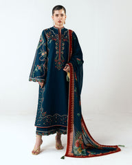 HUSSAIN REHAR-UNSTITCHED 3PC DHANAK EMBROIDERED SUIT-PK-5172