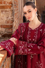 GARNET-UNSTITCHED 3PC DHANAK EMBROIDERED SUIT-PK-4306