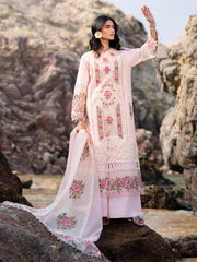 MAHNUR-UNSTITCHED 3PC LAWN LASER WORK EMBROIDERED SUIT-PK-4762