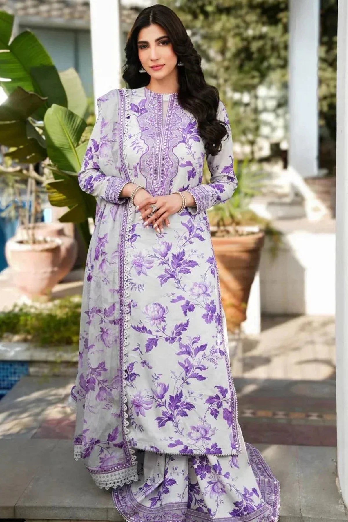 BAROQUE-UNSTITCHED 3PC KHADDAR PRINTED EMB SUIT-PK-2562