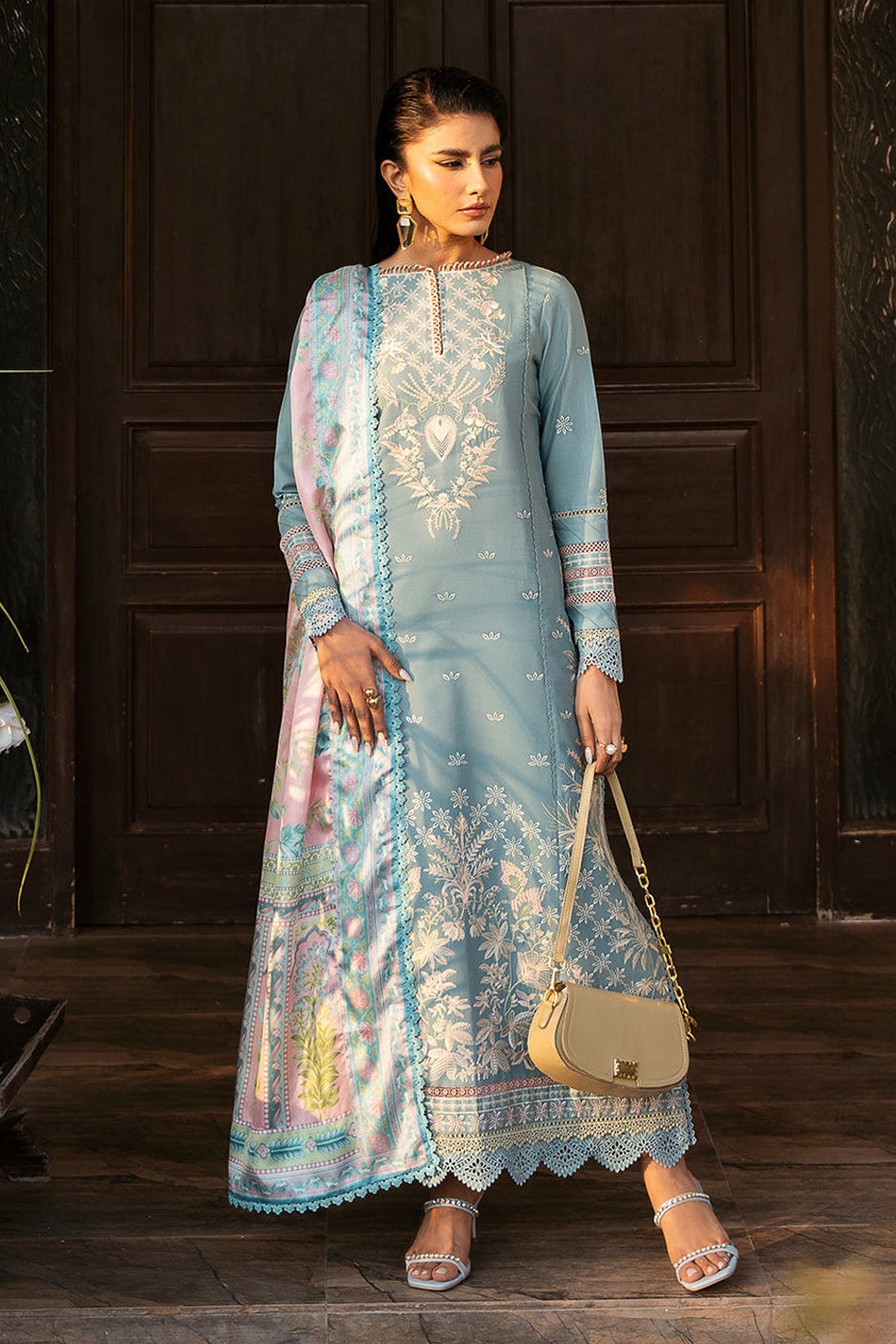BIN ILYAS-UNSTITCHED 3PC DHANAK HEAVY EMBROIDERED SUIT-PK-5800