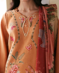 REPUBLIC WOMENSWEAR-UNSTITCHED 3PC KARANDI EMBROIDERED SUIT-PK-5247