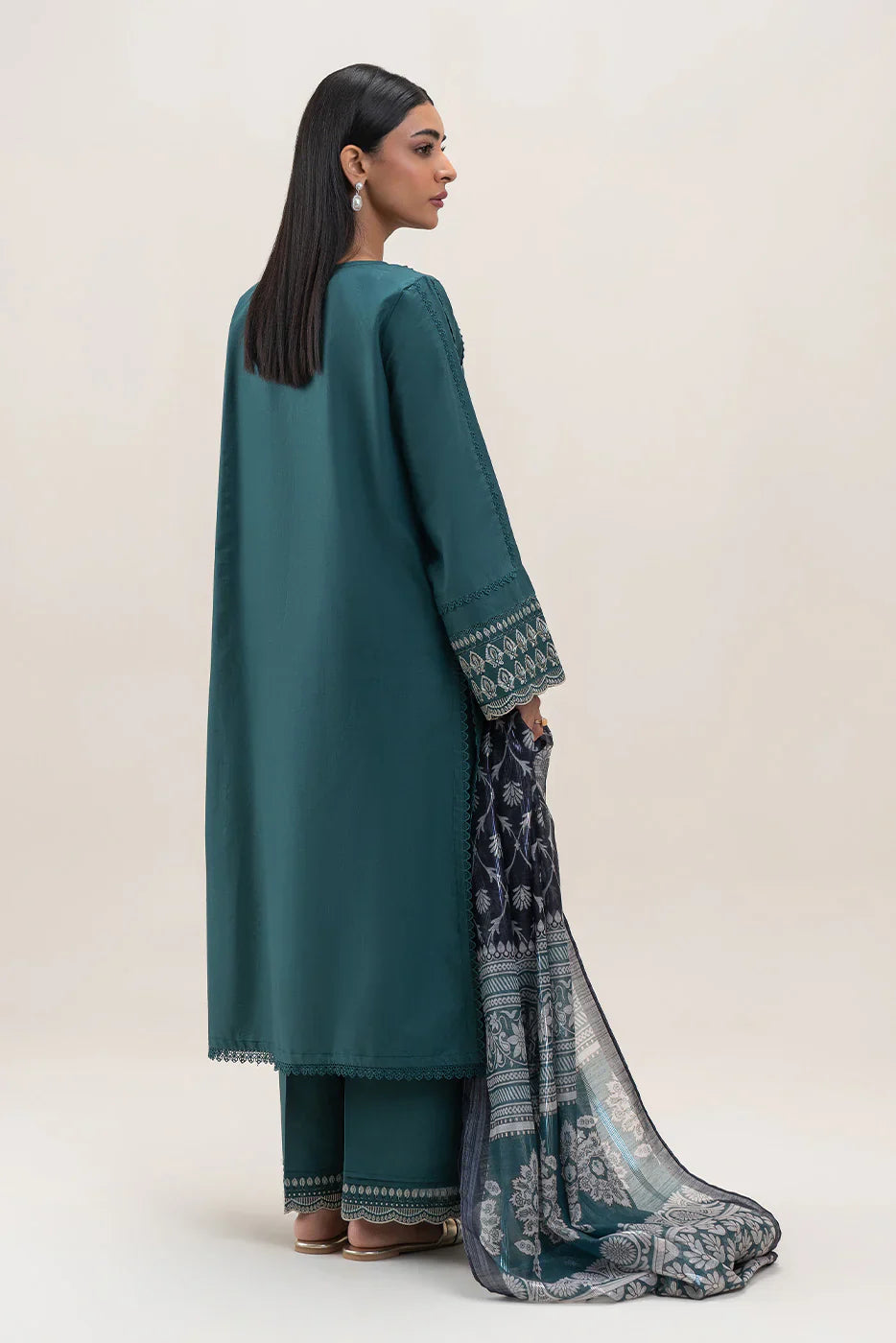 BEECHTREE-UNSTITCHED 3PC DHANAK EMBROIDERED SUIT-PK-5823