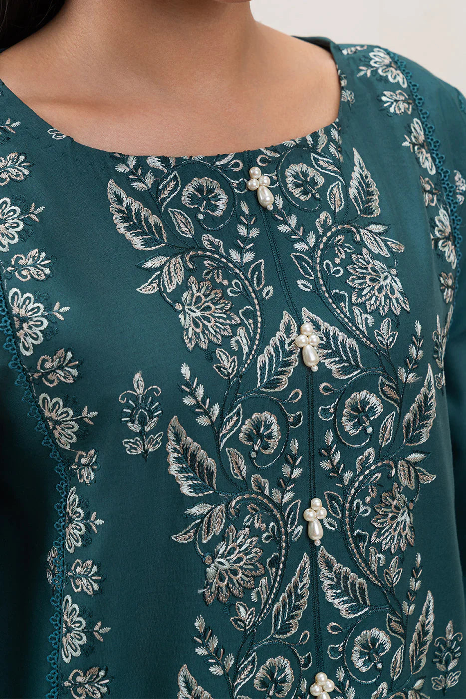 BEECHTREE-UNSTITCHED 3PC DHANAK EMBROIDERED SUIT-PK-5823