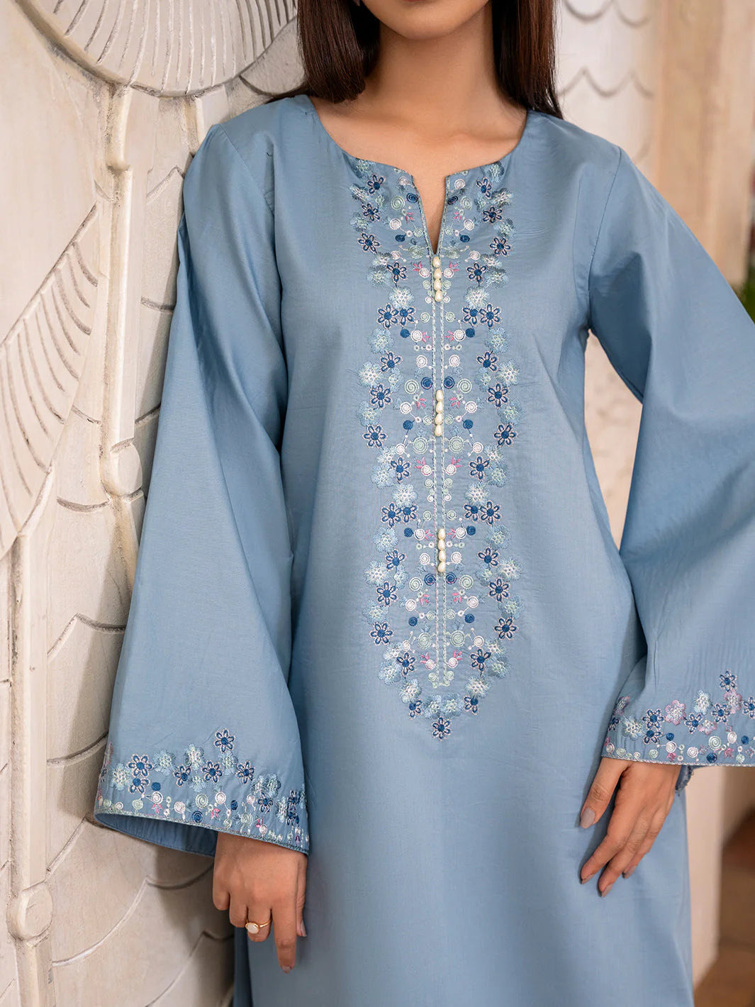 IZEL-UNSTITCHED 2PC DHANAK EMBROIDERED SUIT-PK-5755