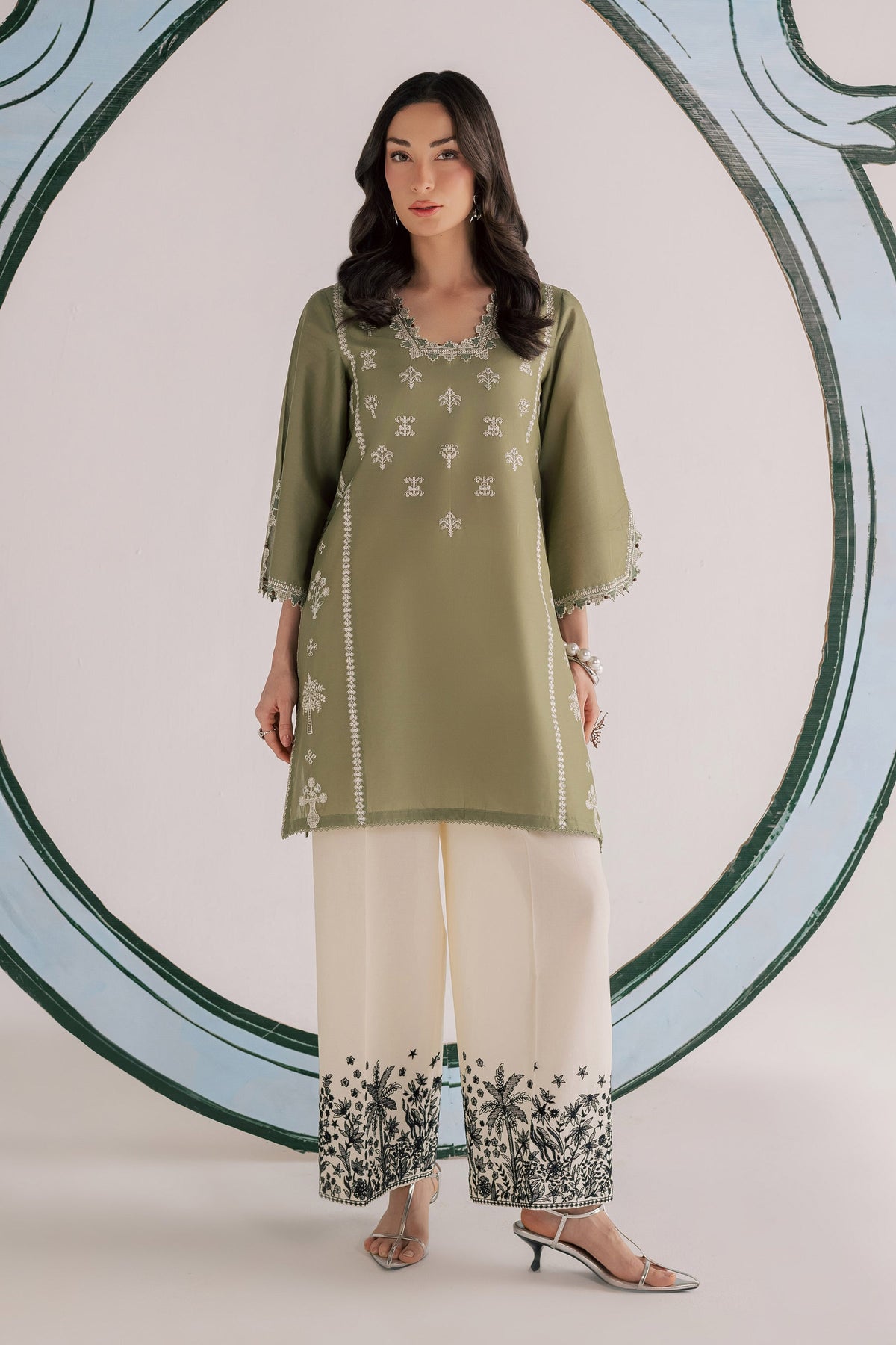 BATIK-2PIECE DHANAK EMBROIDERED SHIRT WITH DHANAK EMB TROUSER-PK-15007