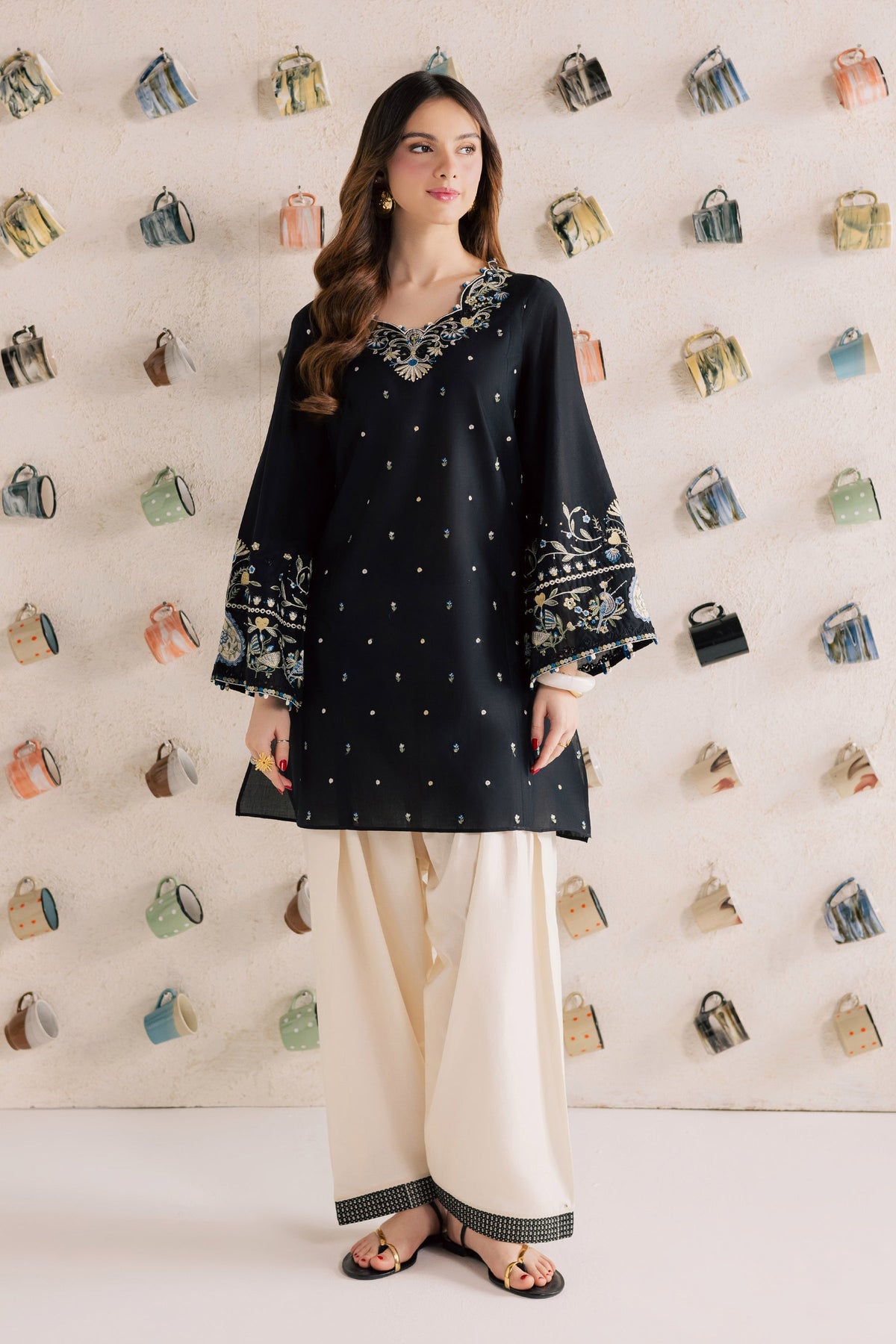 BATIK-2PIECE DHANAK EMBROIDERED SHIRT WITH DHANAK EMB SLEEVES-PK-15010