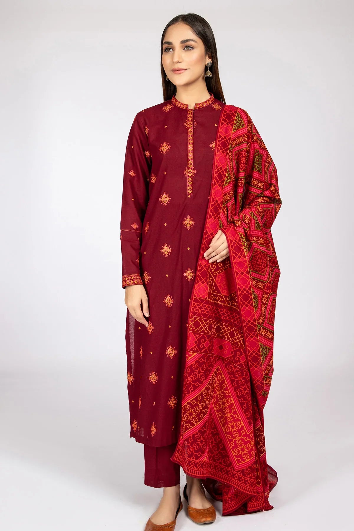 KAYSERIA- 3PC LAWN EMBROIDERED WITH DIGITAL PRINT DUPATTA & TROUSER-PK-3124