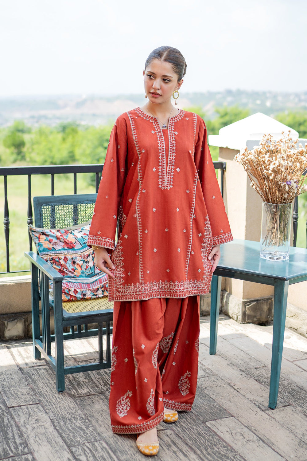 URGE-UNSTITCHED 2PIECE LAWN EMBROIDERED SHIRT WITH LAWN EMBROIDERED TROUSER-PK-244