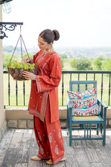 URGE-UNSTITCHED 2PIECE LAWN EMBROIDERED SHIRT WITH LAWN EMBROIDERED TROUSER-PK-244