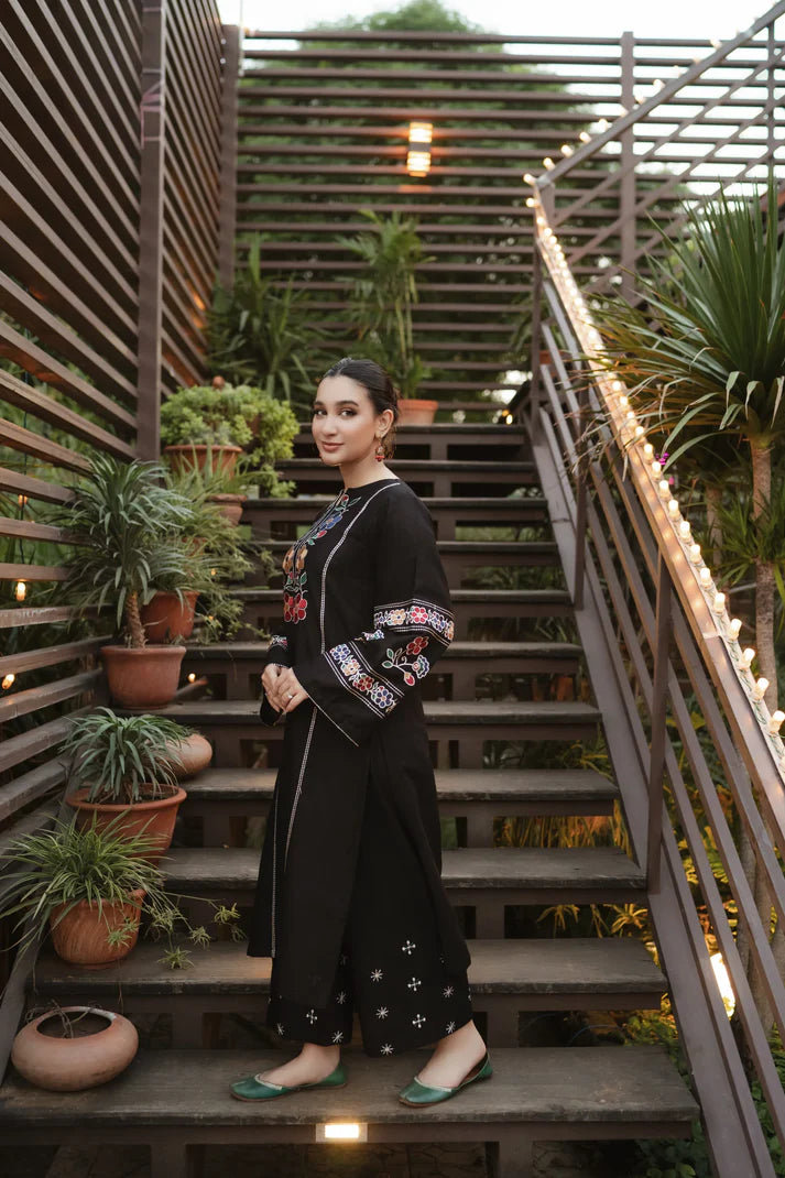 URGE-2PC DHANAK EMBROIDERED SHIRT WITH DHANAK EMB TROUSER-EP-5494