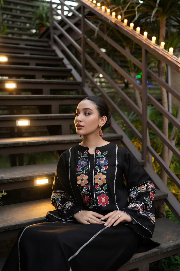URGE-2PC DHANAK EMBROIDERED SHIRT WITH DHANAK EMB TROUSER-EP-5494