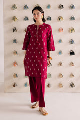BATIK-2PIECE DHANAK EMBROIDERED SHIRT WITH DHANAK EMB SLEEVES-PK-15009