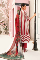 MARIA.B-3PC LAWN EMBROIDERED PRINTED SHIRT WITH CHIFFON PRINT DUPATTA AND PRINT TROUSER-PK-5659