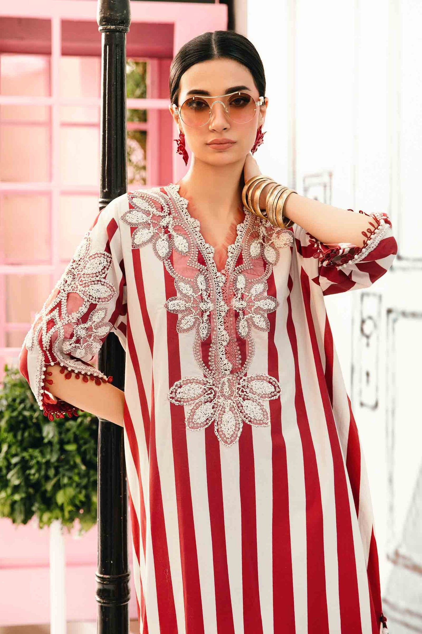 MARIA.B-3PC LAWN EMBROIDERED PRINTED SHIRT WITH CHIFFON PRINT DUPATTA AND PRINT TROUSER-PK-5659