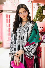 MARIA.B-3PC LAWN EMBROIDERED PRINTED SHIRT WITH CHIFFON PRINT DUPATTA AND PRINT TROUSER-PK-5660