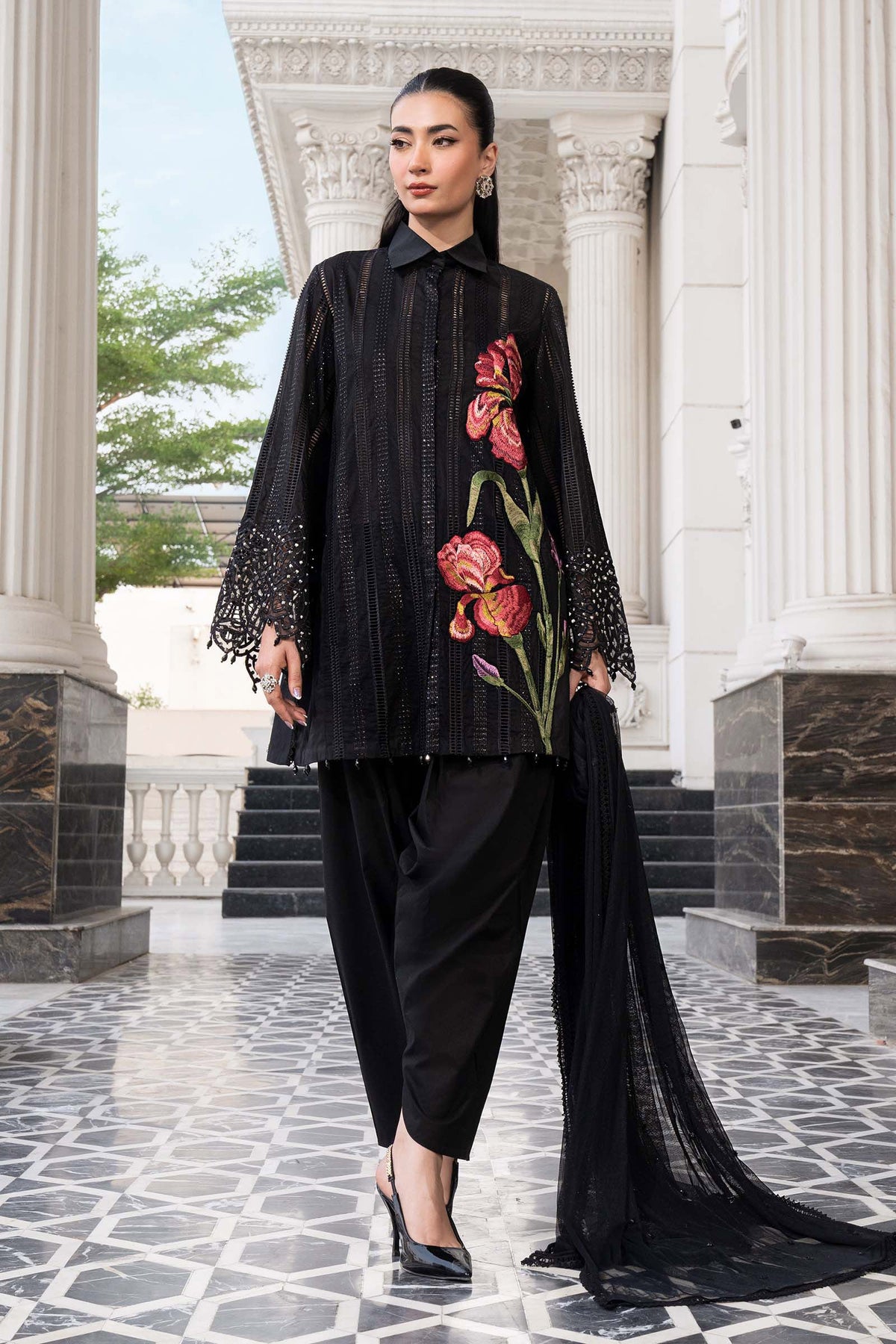 MARIA.B-UNSTITCHED 3PC DHANAK EMBROIDERED SUIT-PK-5202