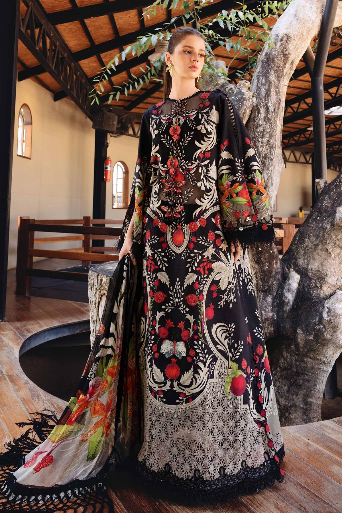 MARIA.B-UNSTITCHED 3PC LAWN EMB PRINTED SUIT-PK-033