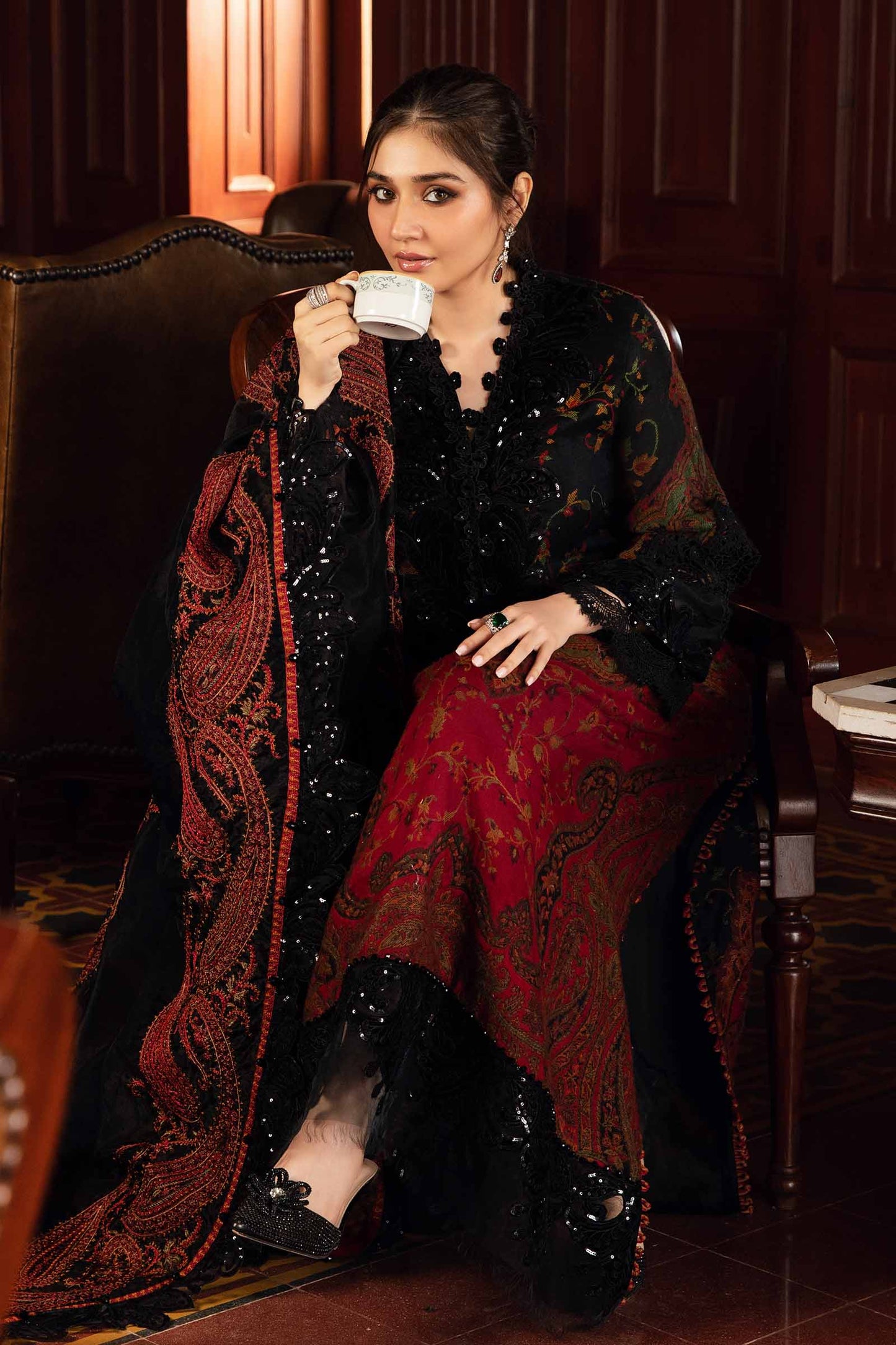 MARIA.B-UNSTITCHED 3PC LAWN PRINTED EMB SUIT-PK-5726