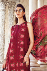 MARIA B- LAWN 3PC EMBROIDERED SHIRT WITH DIAMOND PRINT DUPATTA WITH TROUSER -EP- 5305